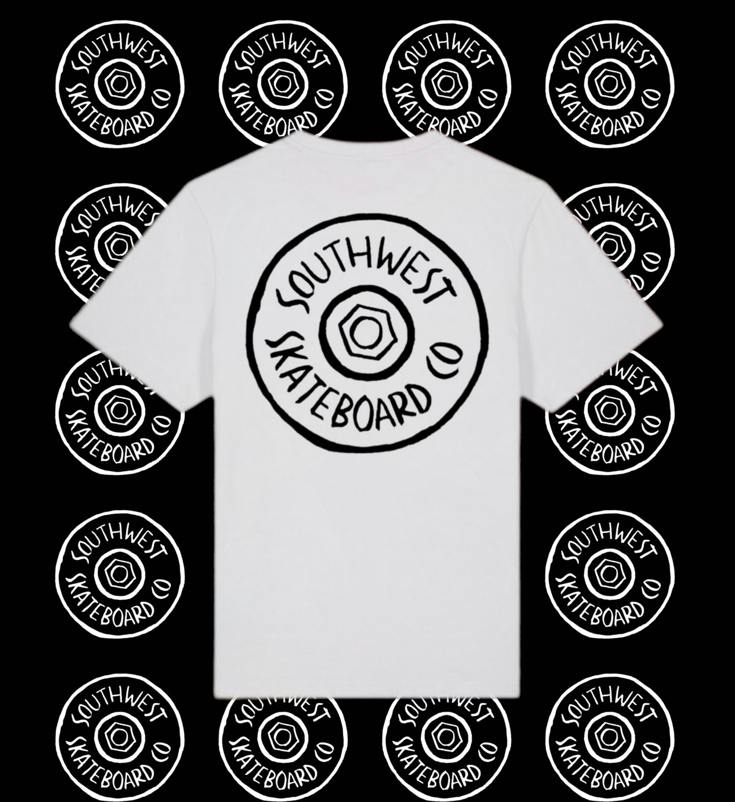 Wheel logo t-shirt front and back print.