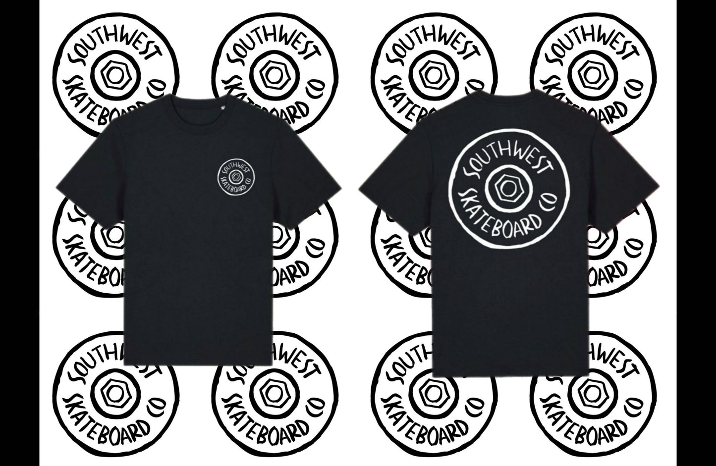 Wheel logo t-shirt front and back print.