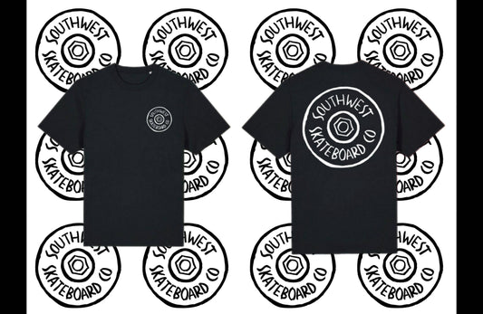 Wheel logo t-shirt front and back print.